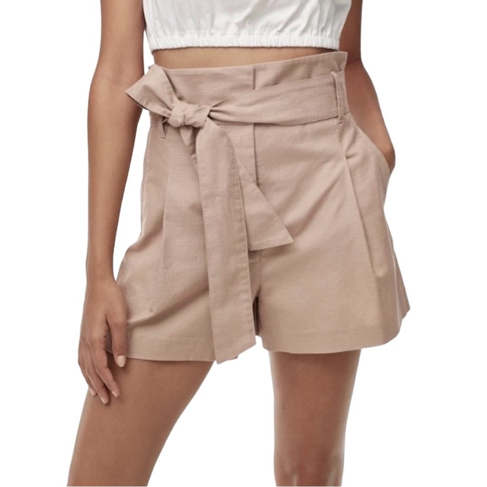 Wilfred Aritzia Marne Shorts High Rise Linen Blend Size 8 Tan